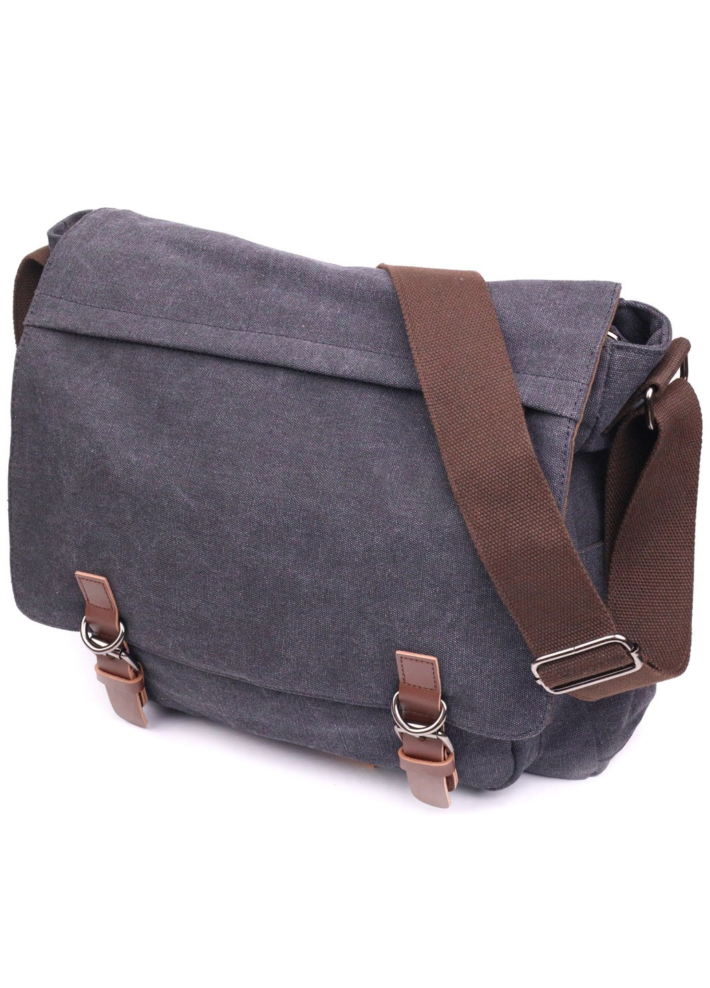 Мужская сумка для ноутбука с клапаном текстильная 21240 Черная Vintage (258286256)