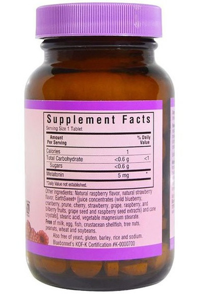 EarthSweet Chewables, Melatonin 5 mg 120 Chewable Tabs Natural Raspberry Flavor BLB0997 Bluebonnet Nutrition (256720880)