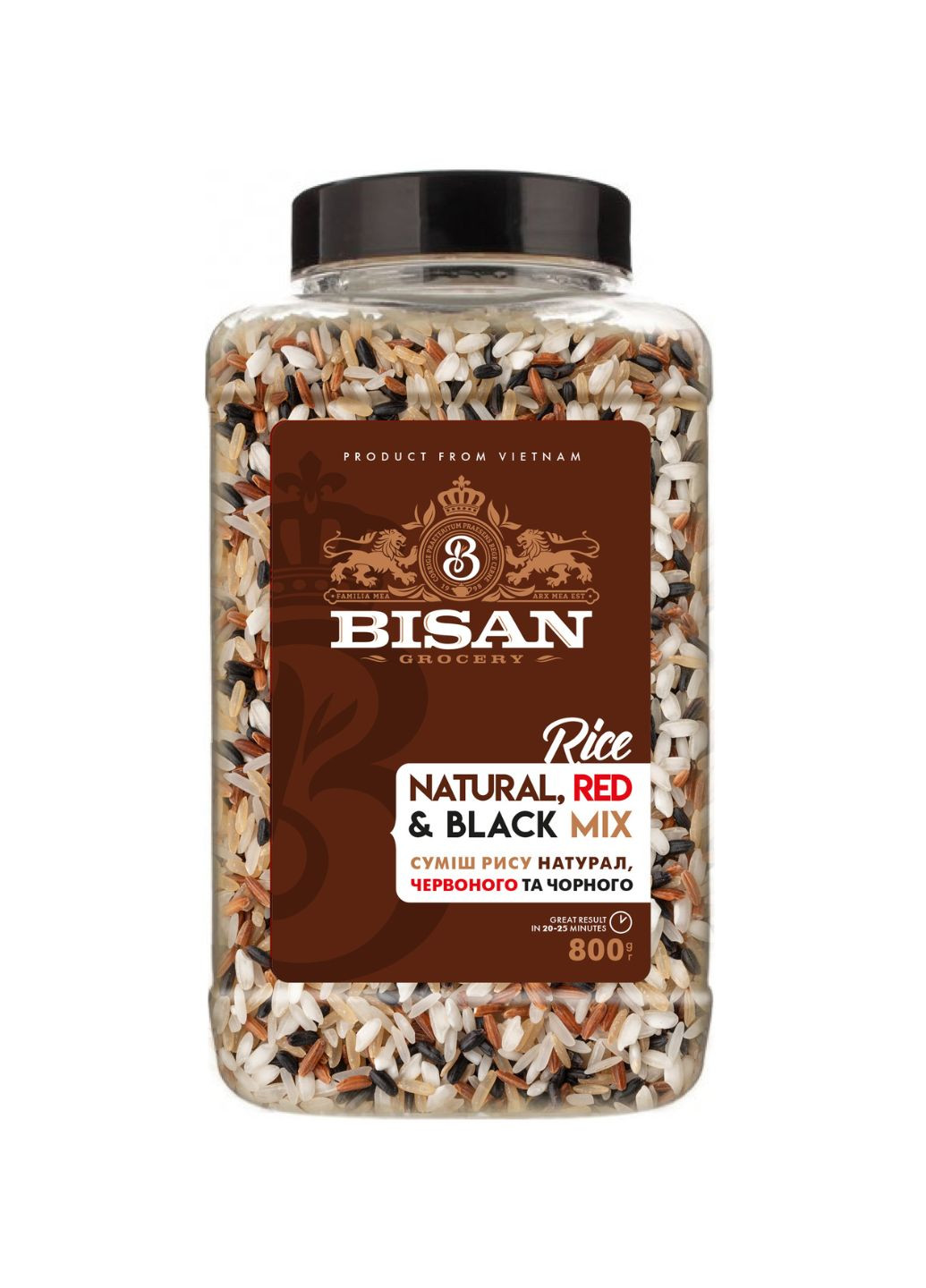 Смесь риса натурал, красного и черного 800 г Bisan (276326493)