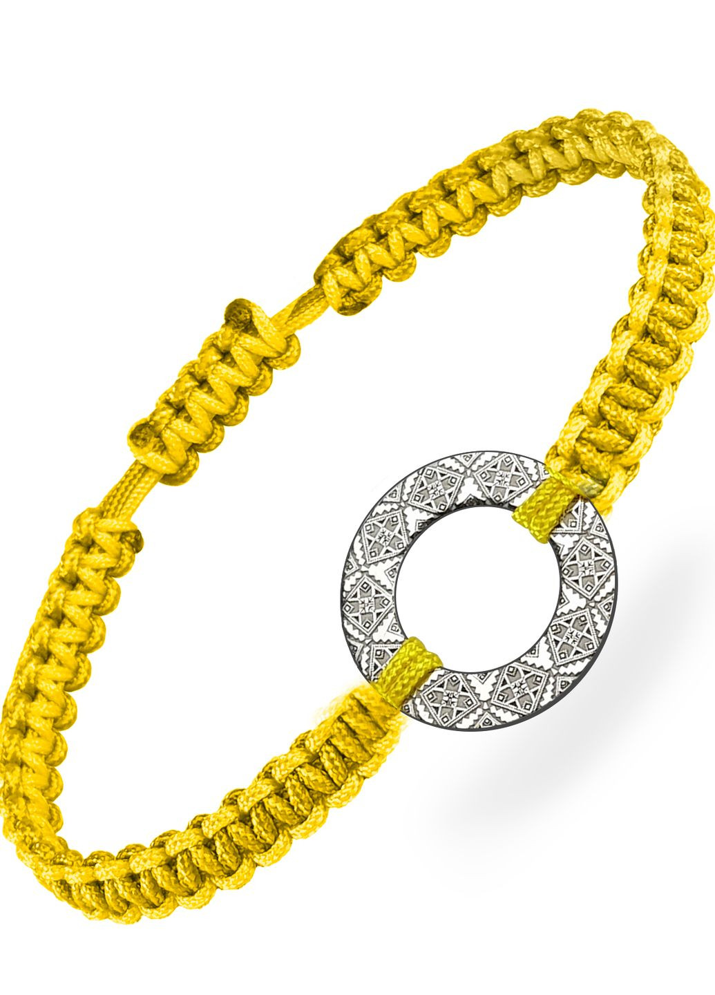 Срібний браслет шамбала Вишиванка нитка жовта «Рівне» регулюється родоване срібло Family Tree Jewelry Line (266623035)