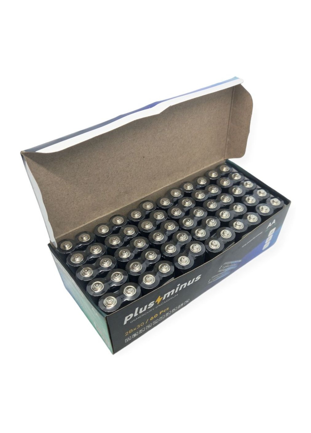 Батарейки сольові пальчикові великі АА LR06 Plus-Minus упаковка 60 штук No Brand (269463377)
