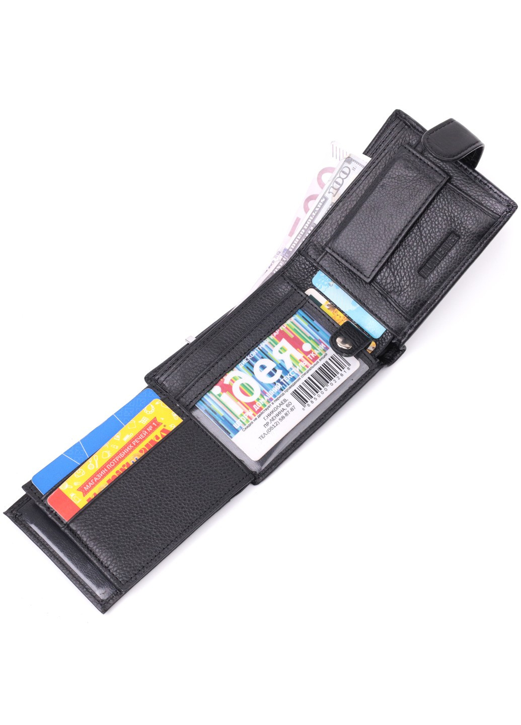 Якісний горизонтальний гаманець із натуральної шкіри 22455 Чорний st leather (278001089)