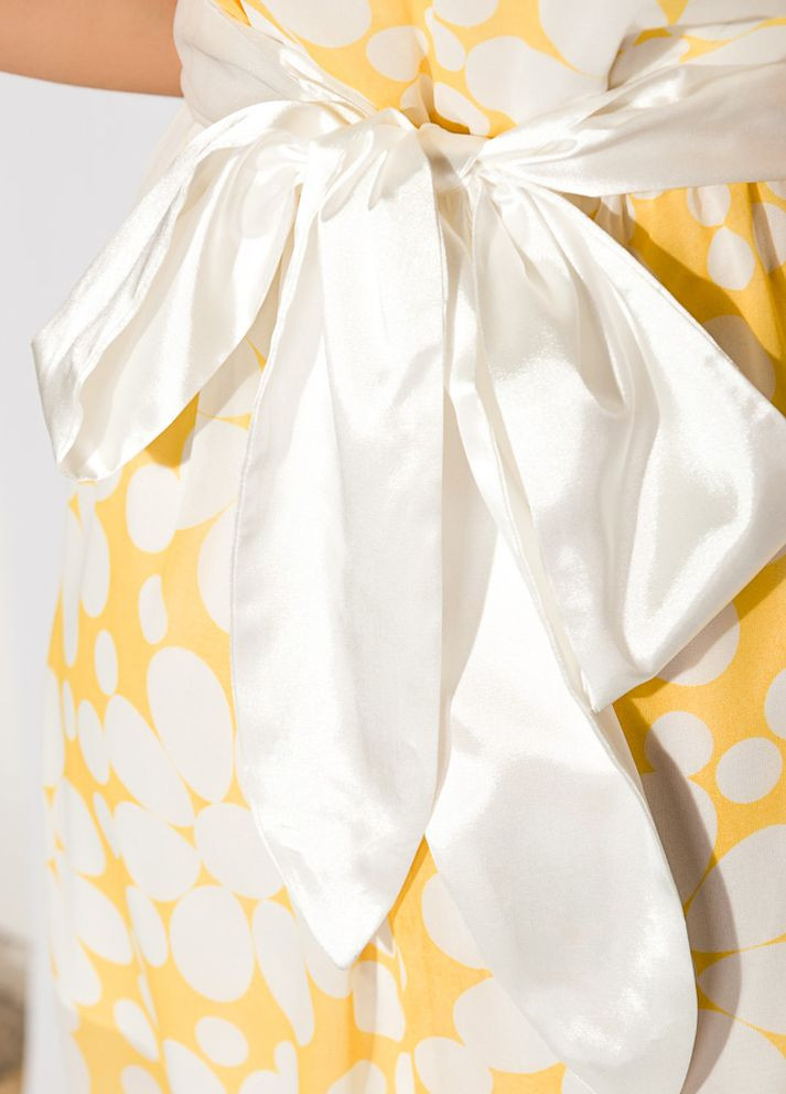 Прозрачное кэжуал платье женское с крупными цветами (лимонный) Time of Style однотонное