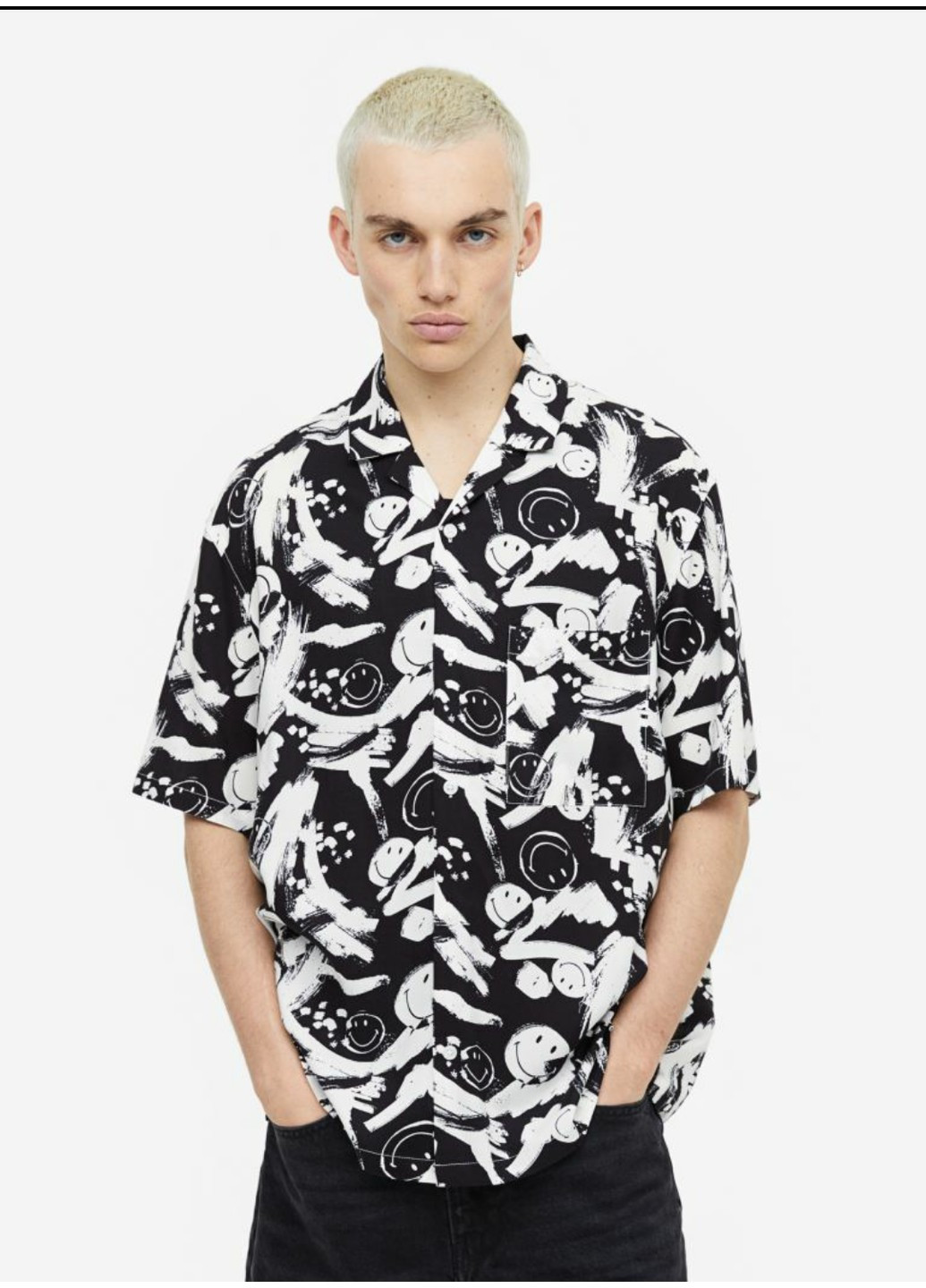 Чоловіча сорочка з коротким рукавом Н&М (55770) S Чорно-біла H&M (258994901)