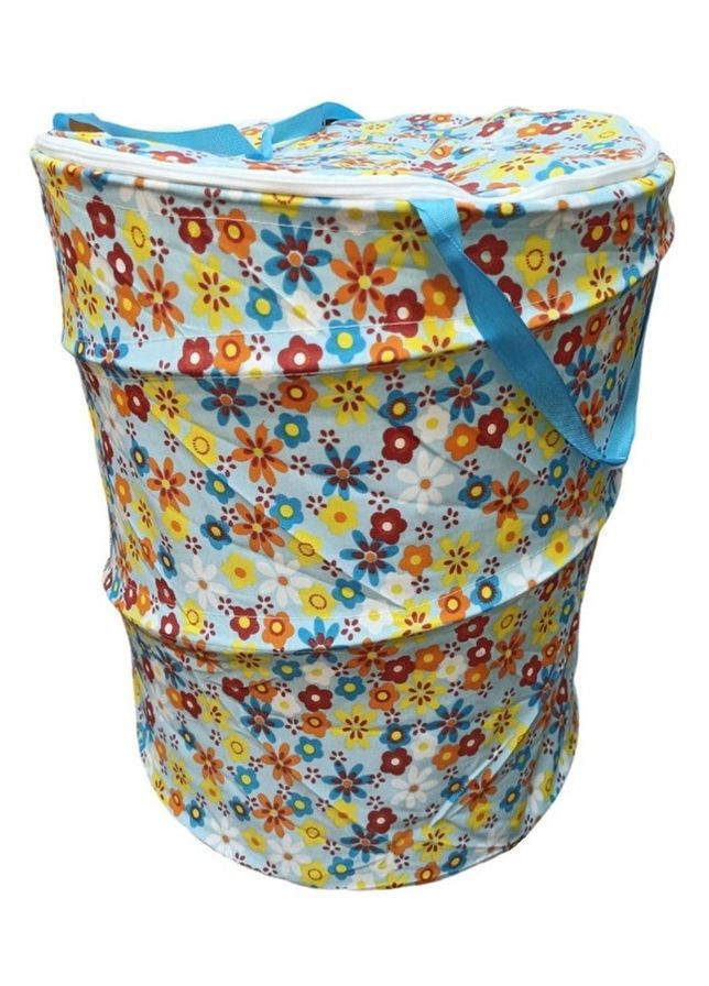 Корзина для хранения игрушек и вещей текстильная 42х48 см Голубой с цветочками No Brand (276963946)