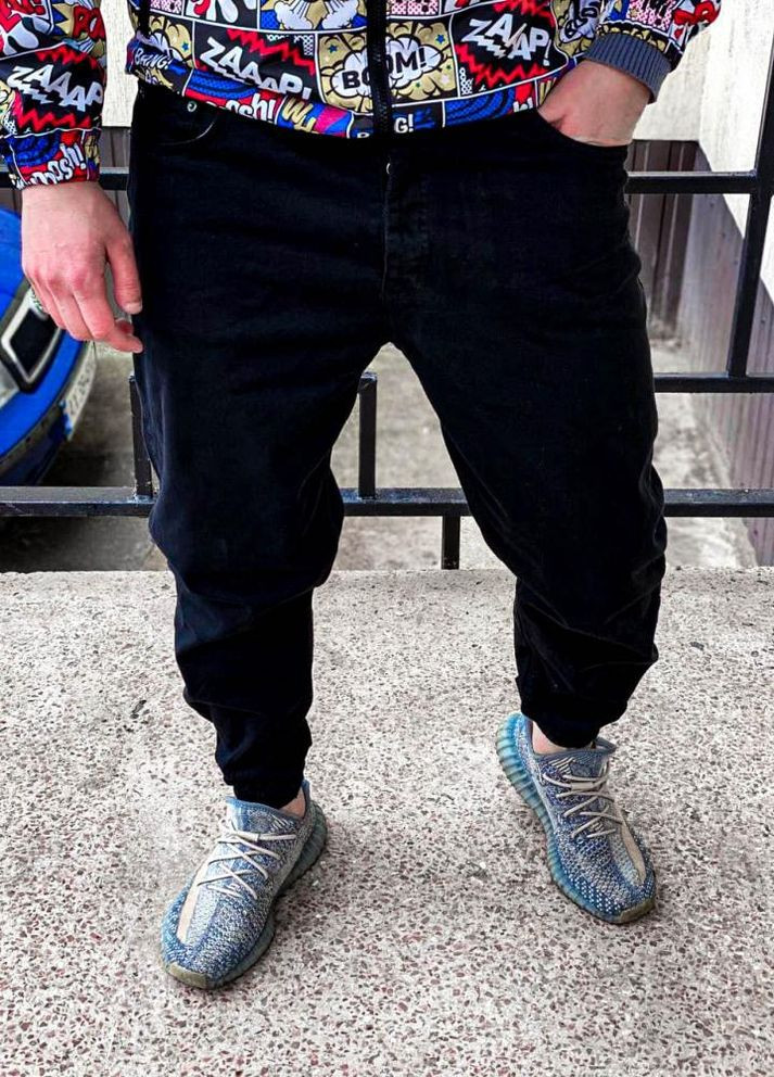 Чорні чоловічі джинси на манжетах No Brand (262088857)