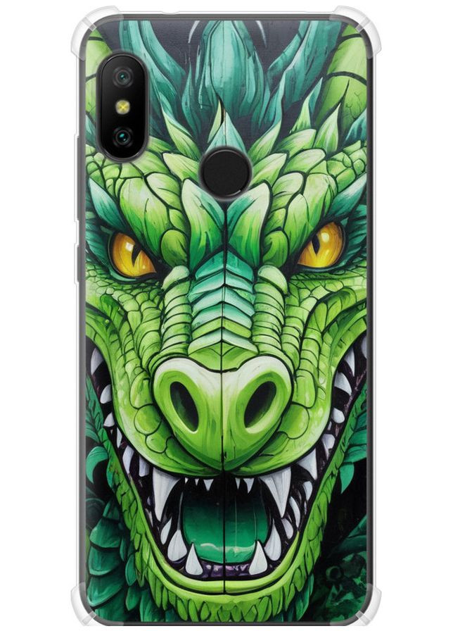 Силикон с усиленными углами чехол 'Зелёный дракон' для Endorphone Xiaomi Redmi 6 Pro (275467930)