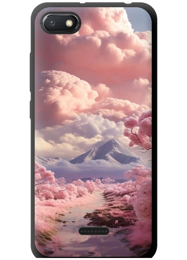 TPU чорний чохол 'Рожеві хмари' для Endorphone Xiaomi Redmi 6A (267240382)