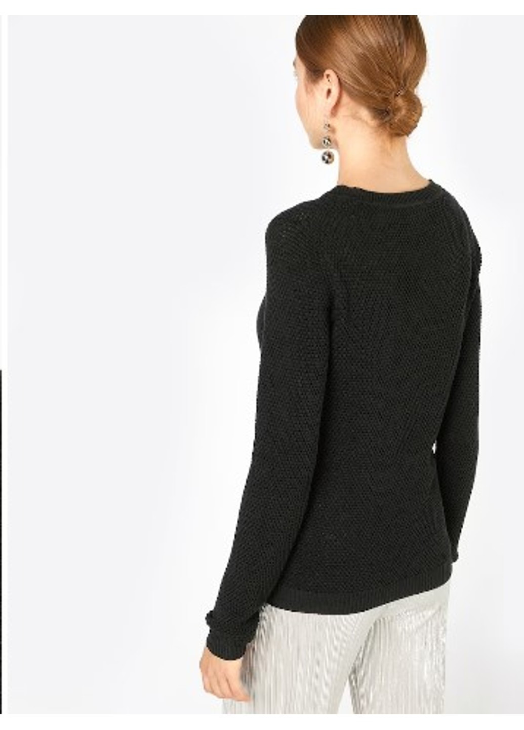 Черный летний свитер черный с мелким фактурным узором Vero Moda