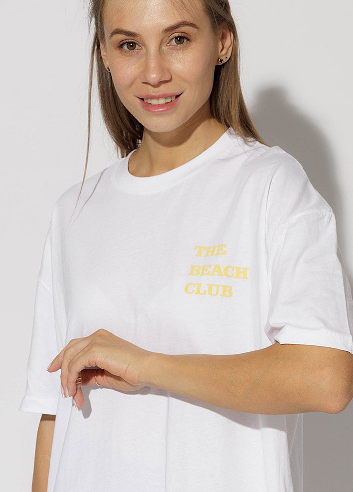 Белая летняя женская футболка регуляр цвет белый цб-00218986 Madmext