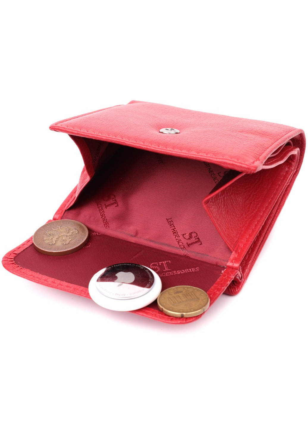 Яскравий невеликий жіночий гаманець з монетницею з натуральної шкіри 22543 Червоний st leather (277980412)