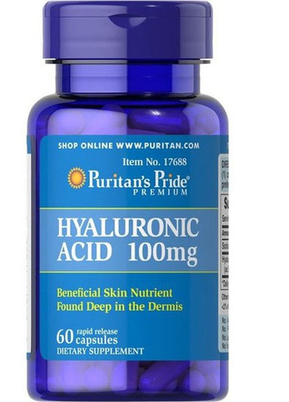 Puritan's Pride Hyaluronic Acid 100 mg 60 Caps Puritans Pride (256724613)
