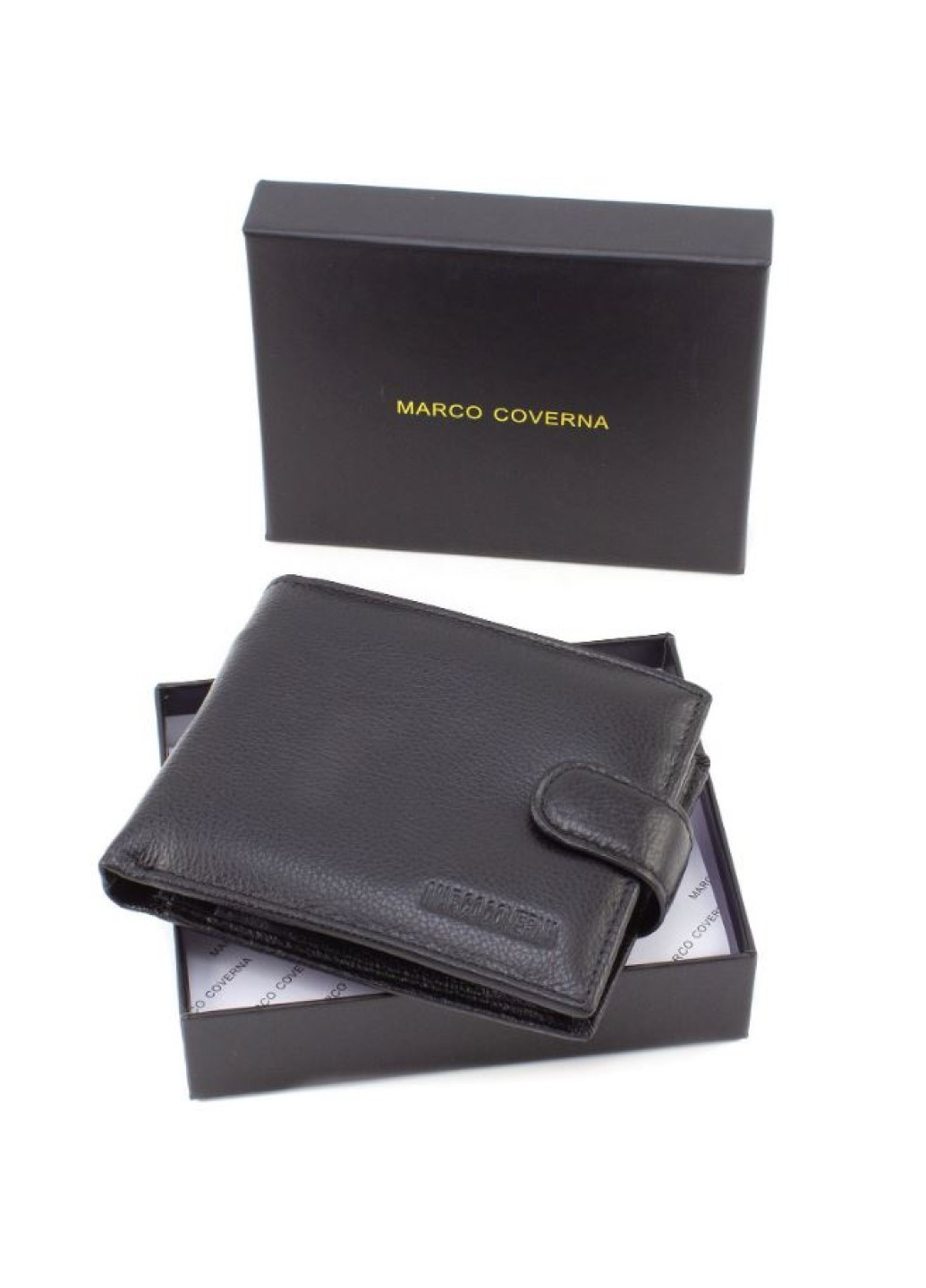Вместительный кошелек из кожи с секцией для документов 12х10 M103 (21597) черный Marco Coverna (259737040)