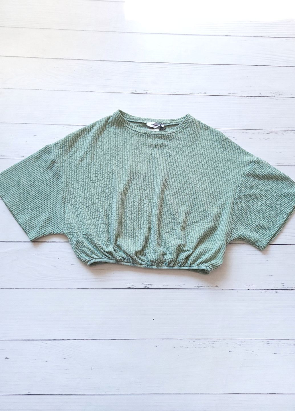 Футболка Oversize укорочена в рубчик М'ятна Pink Woman - (260738953)