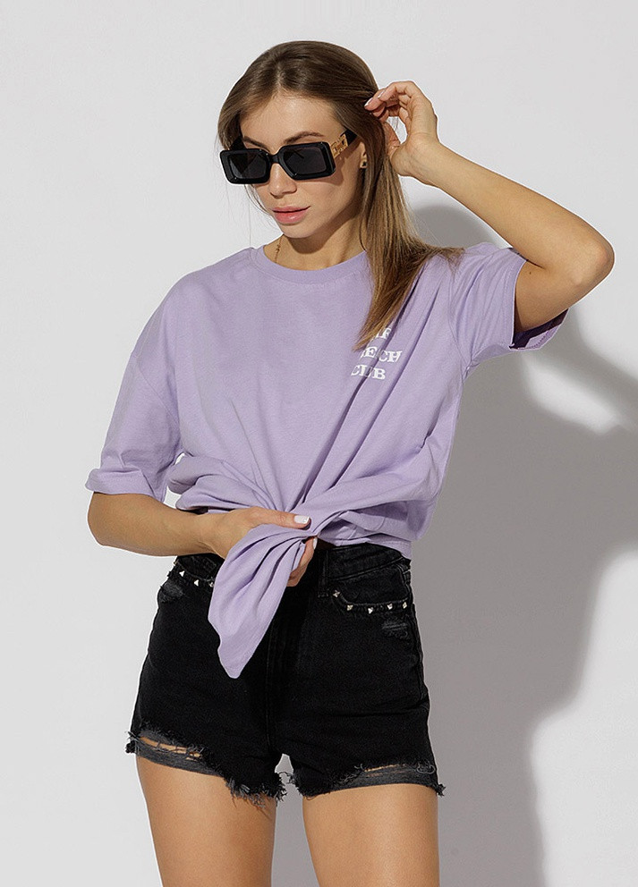 Бузкова літня жіноча футболка регуляр колір бузковий цб-00218987 Madmext