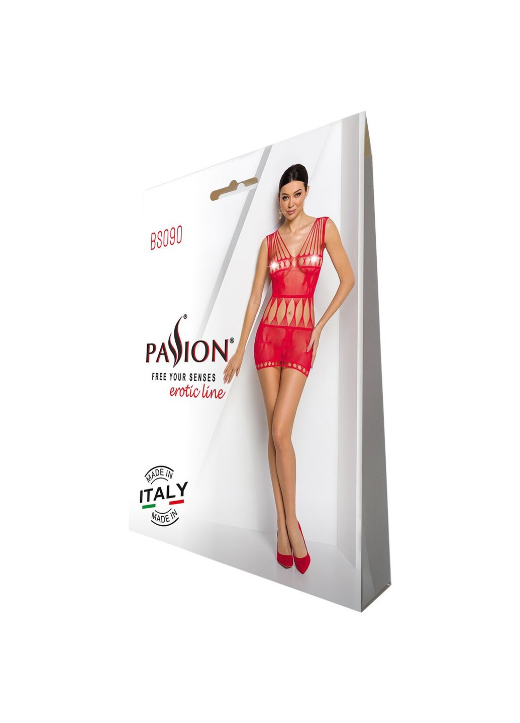 Бодистокинг — мини-платье с бабочками Passion BS090 red ADDICTION (258261755)