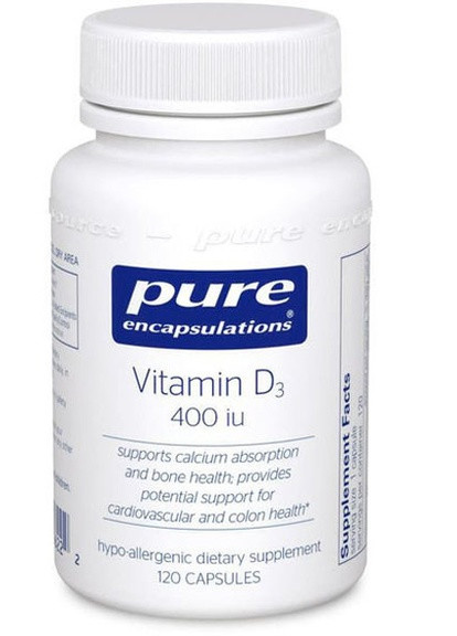 Vitamin D3 10 mcg /400 IU 120 Caps PE-00622 Pure Encapsulations (256721221)