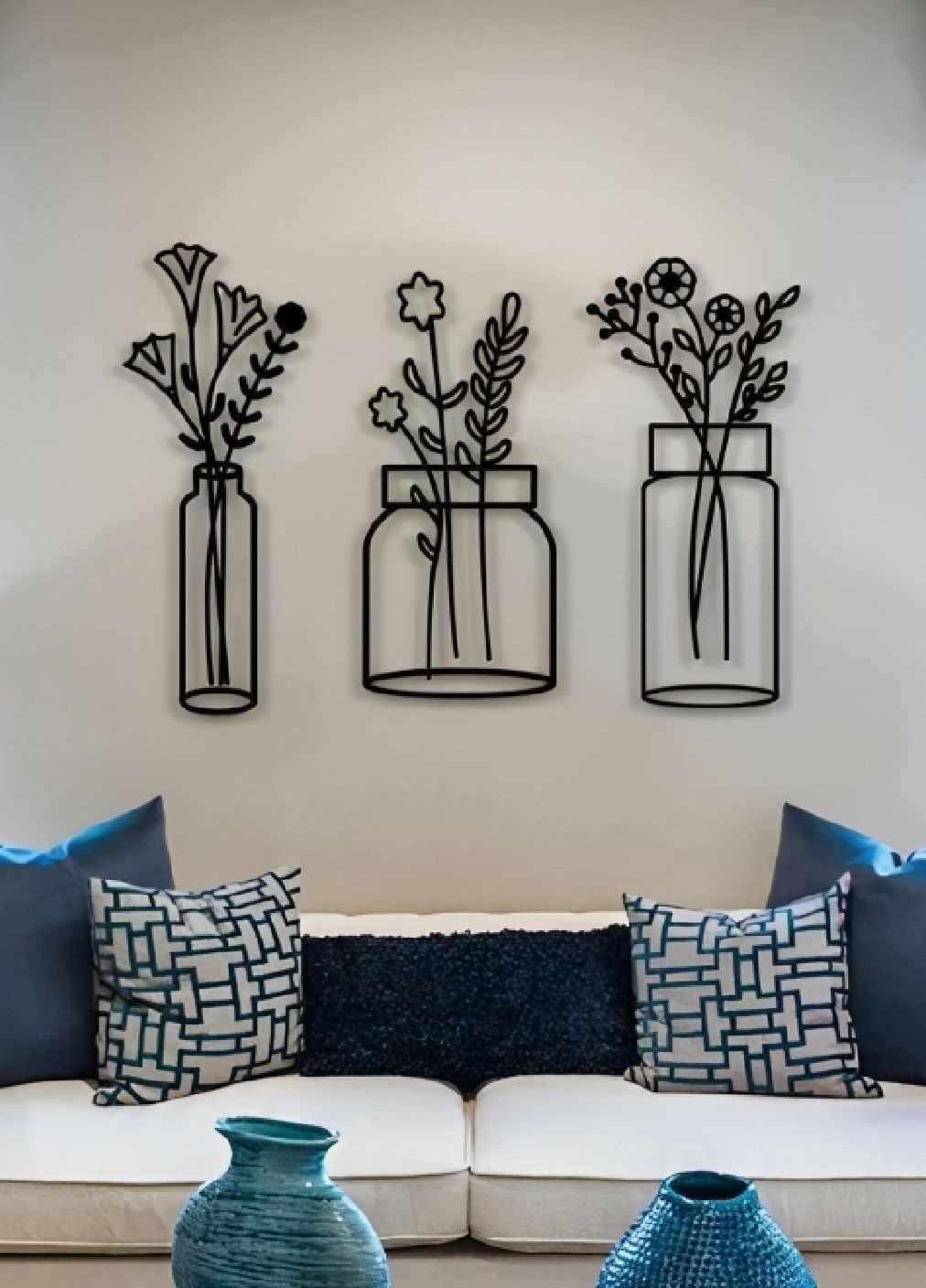 Декоративное объемное панно декор картина трехмодульная на стену в гостиную спальню 100х130 см (475922-Prob) Цветы в банке Unbranded (275068631)