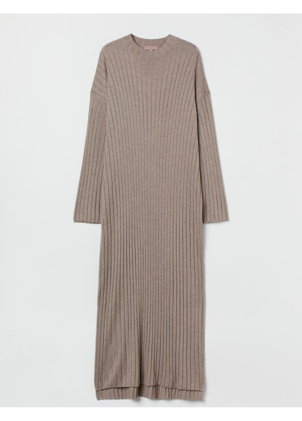 Бежевое повседневный женское трикотажное платье в рубчик н&м (56500) s бежевое H&M