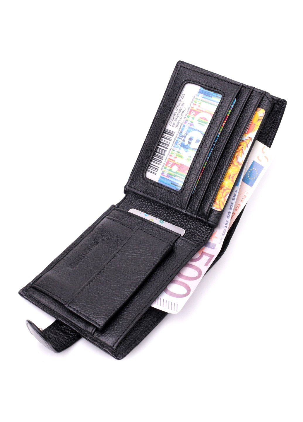 Чоловічий горизонтальний гаманець із натуральної шкіри 22466 Чорний st leather (277980404)