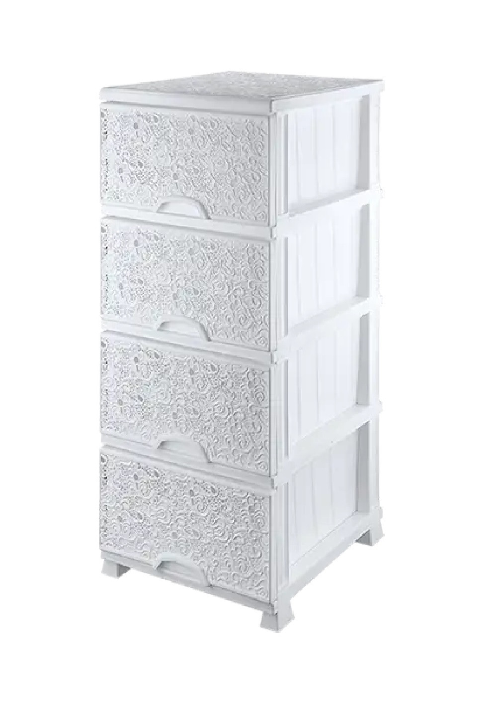 Комод шкаф тумба органайзер для хранения вещей одежды игрушек пластиковый с ящиками 4 шт (475578-Prob) Ажурный белый Unbranded (268982488)