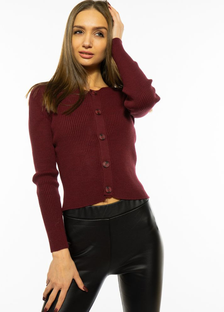 Бордовый демисезонный свитер женский с пуговицами (бордовый) Time of Style