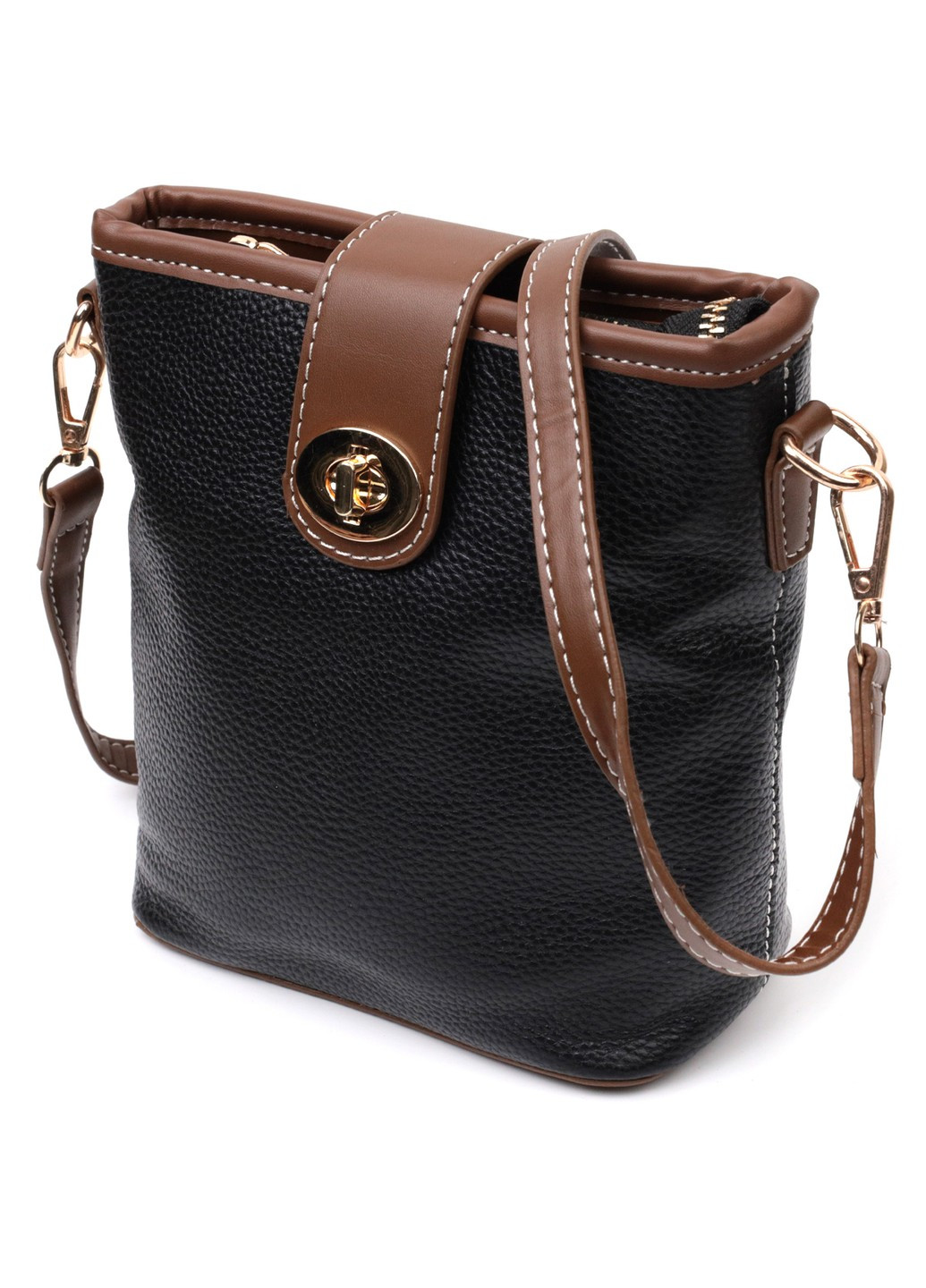 Цікава сумка для жінок на кожен день з натуральної шкіри 22348 Чорна Vintage (276461852)