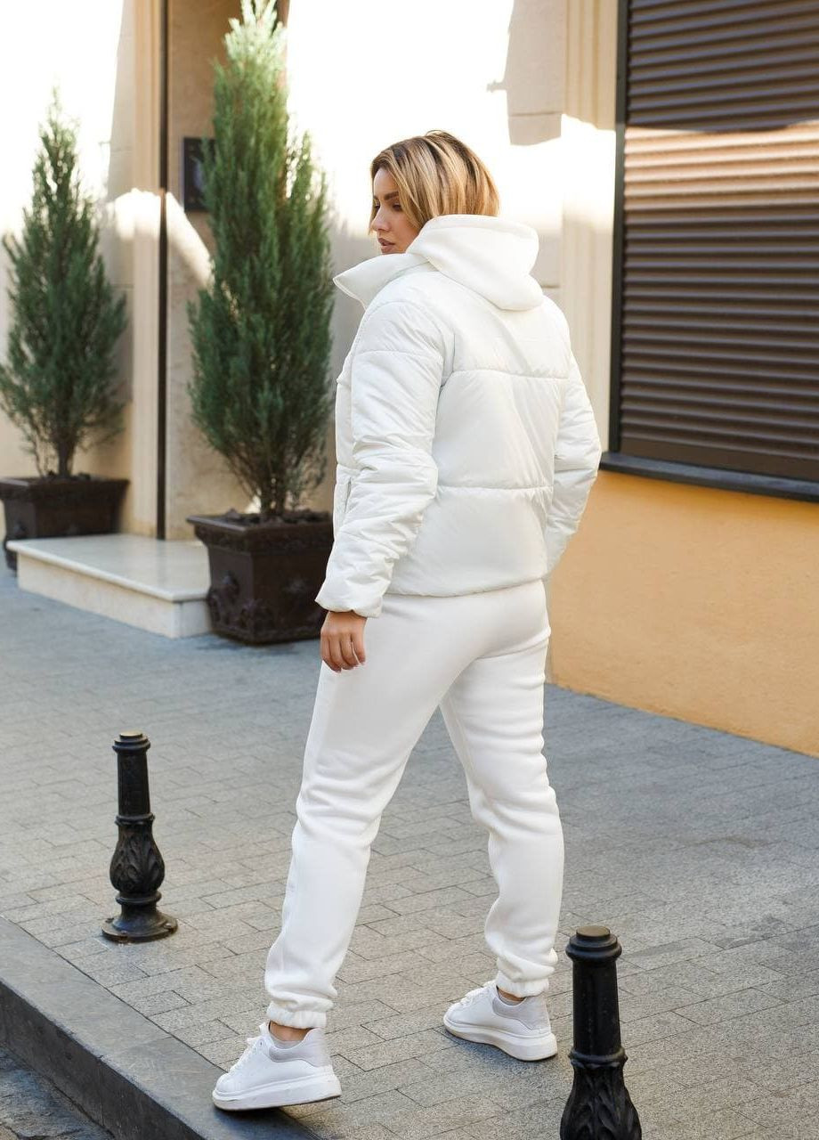 Женский спортивный костюм на флисе с белой курткой р.56/58 439214 New Trend (260596251)