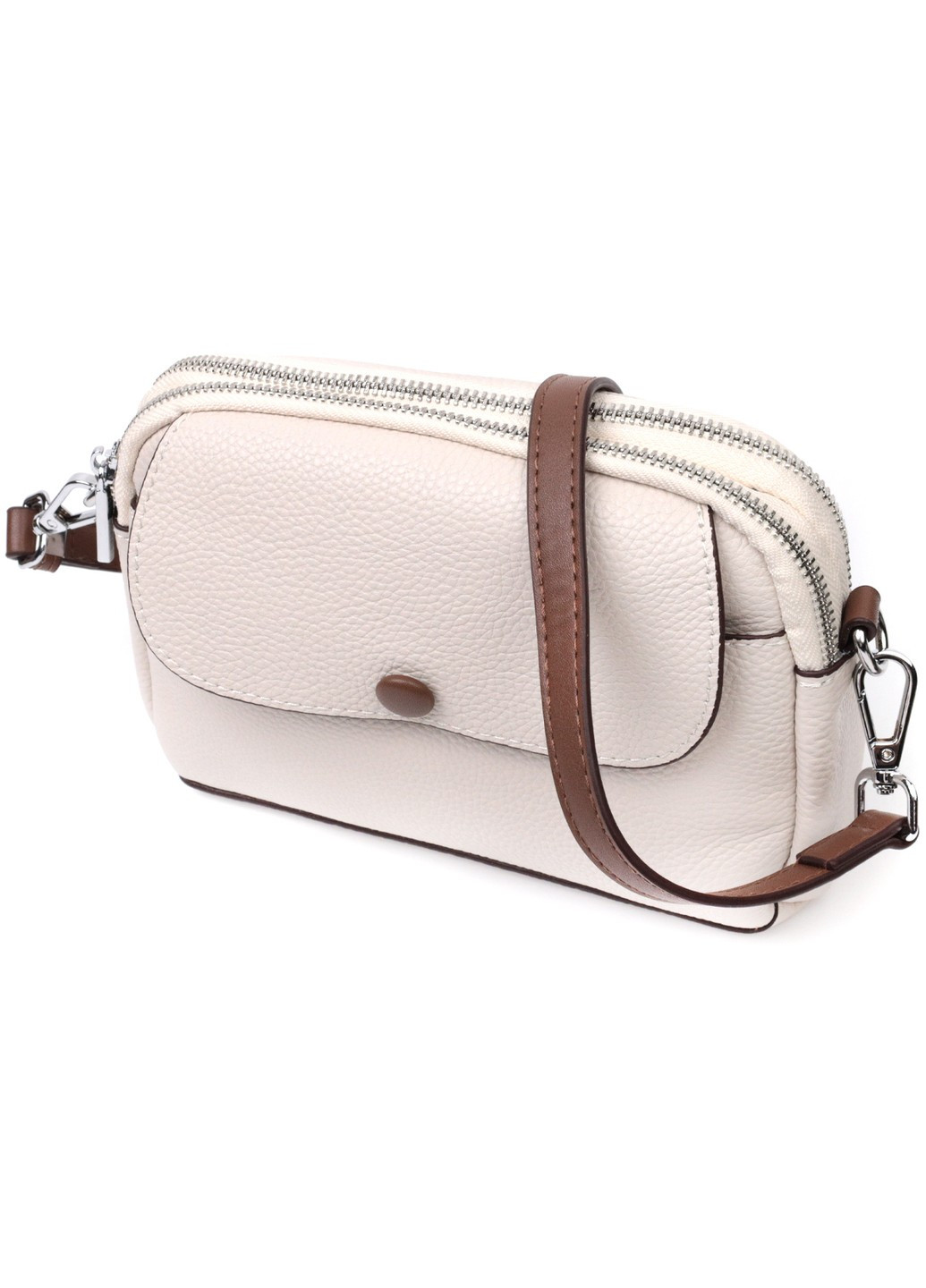 Маленькая повседневная сумка для женщин из натуральной кожи 22323 Белая Vintage (276457614)