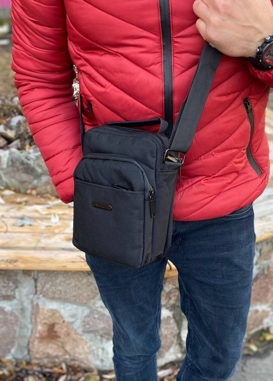 Мужская черная тканевая сумка барсетка через плечо месенджер City medium Jingpin (275864651)