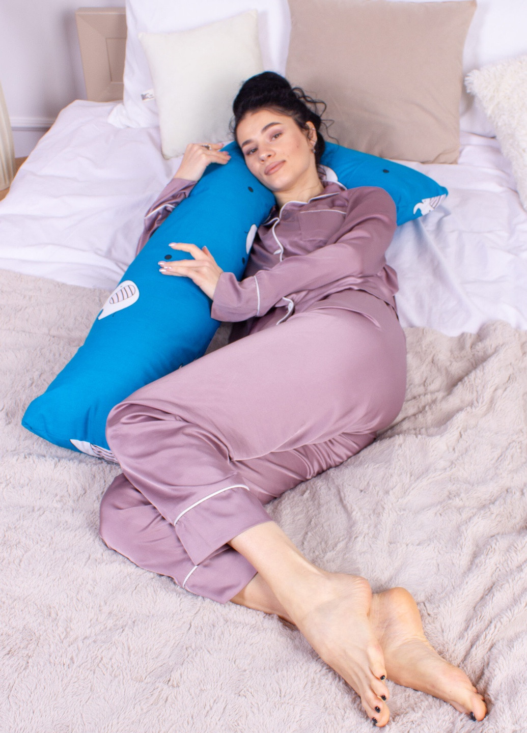 Подушка для беременных и отдыха №8449 Color Line 17-0350 Slovenia Blue Г-образная 140х40х20 (2200006274933) Mirson (258820910)
