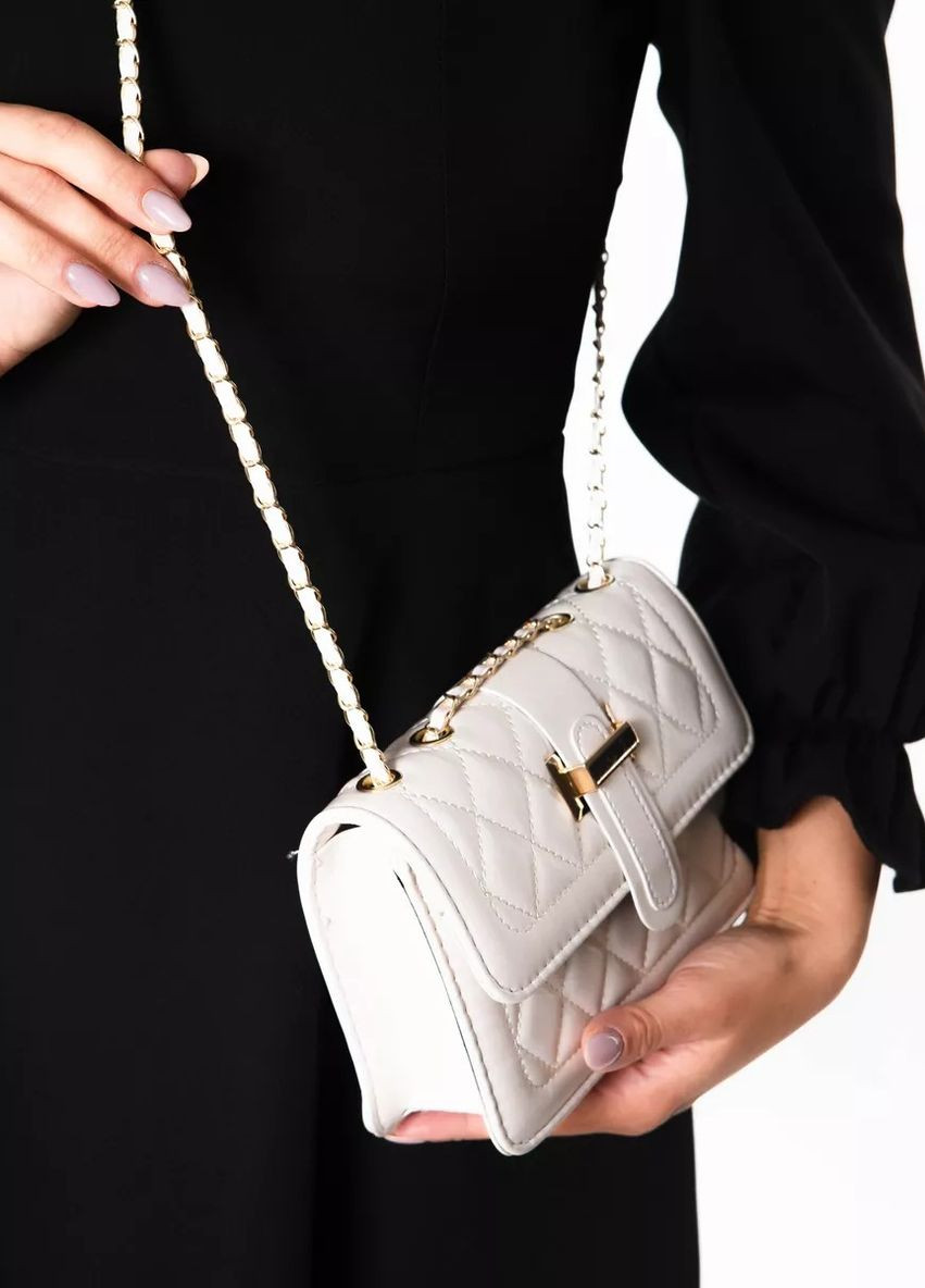 Жіноча класична сумка крос-боді біла молочна No Brand (273030614)