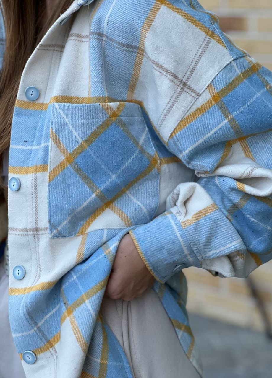 Светло-голубой кэжуал рубашка в клетку Vakko с длинным рукавом