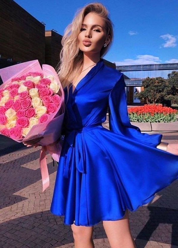 Синее вечернее платье с юбкой-солнце popluzhnaya