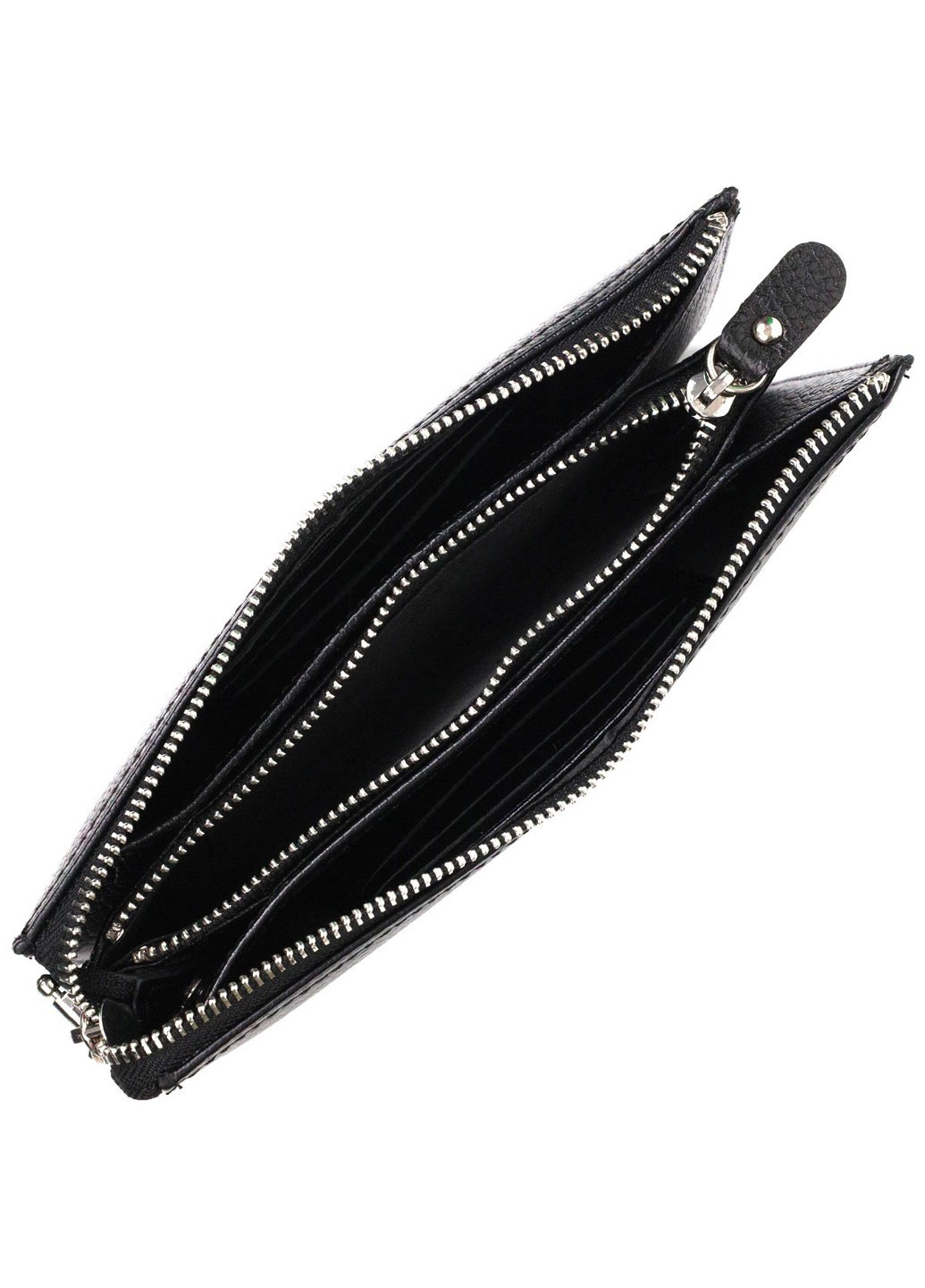 Цікавий клатч на два відділення з натуральної шкіри флотар 22047 Чорний Bond (262157971)