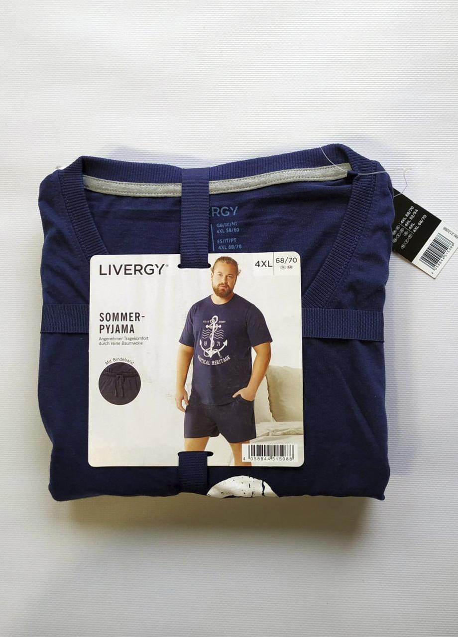 Пижама мужская батал (футболка + шорты) Livergy синяя