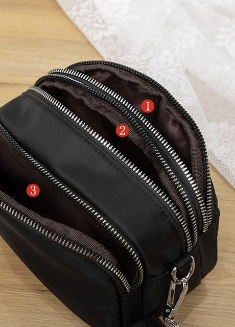 Жіноча класична сумочка кроссбоди на ремінці на три відділи чорна No Brand (258553585)