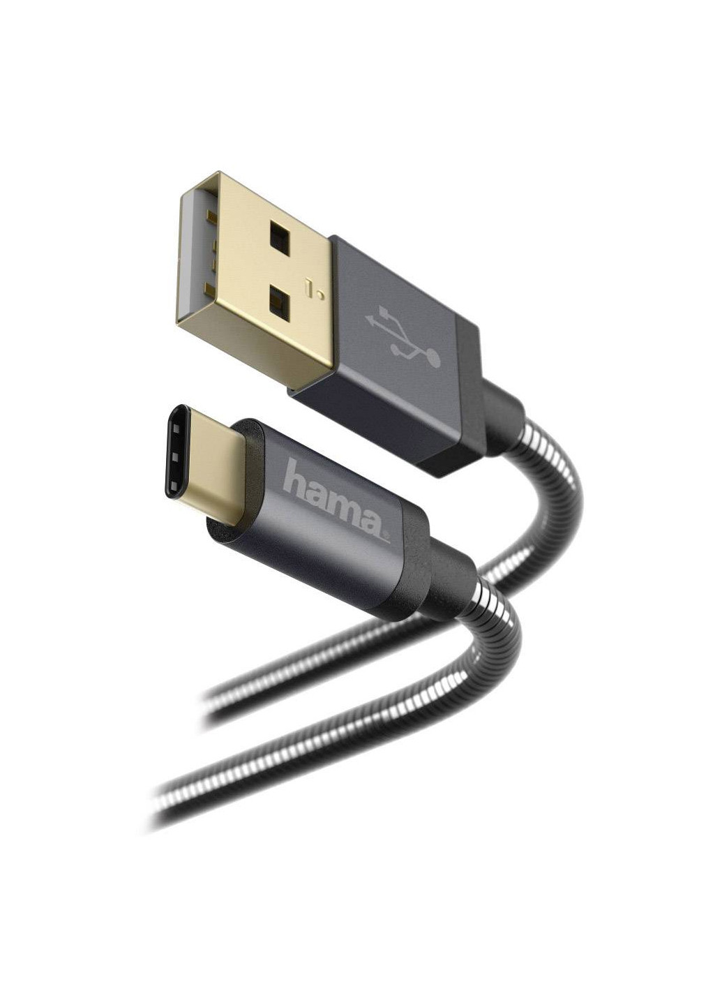 Кабель для зарядки и передачи данных с металлической оплеткой серый USB-A/USB-C Hama Lidl (258627739)
