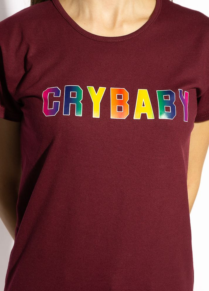 Бордова літня футболка жіноча crybaby (бордовий) Time of Style