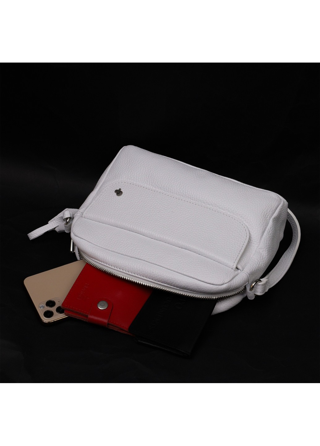 Жіноча сумка крос-боді із натуральної шкіри 11650 Біла Grande Pelle (267507162)