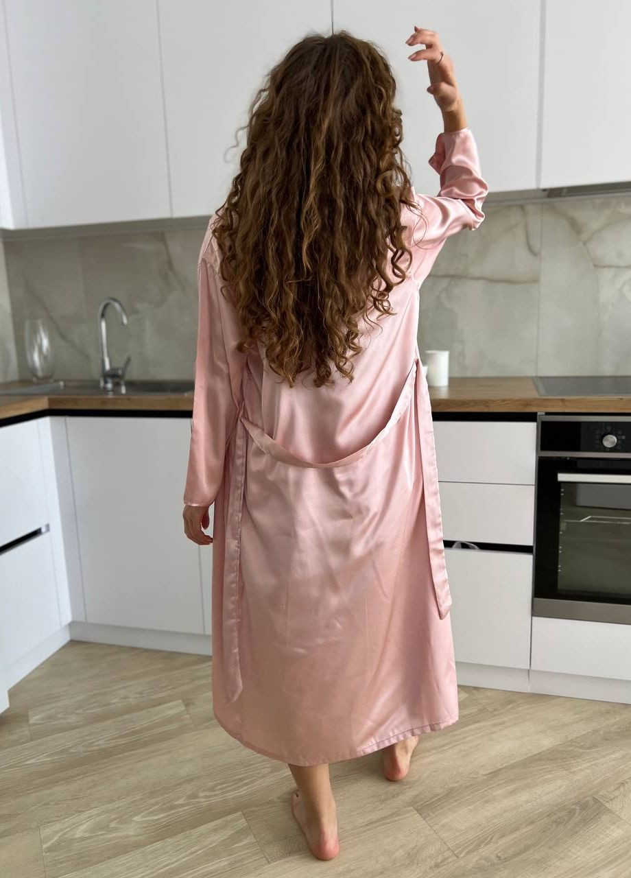 Рожевий демісезонний розкішний халат та спокуслива піжамка / одяг для дому Vakko