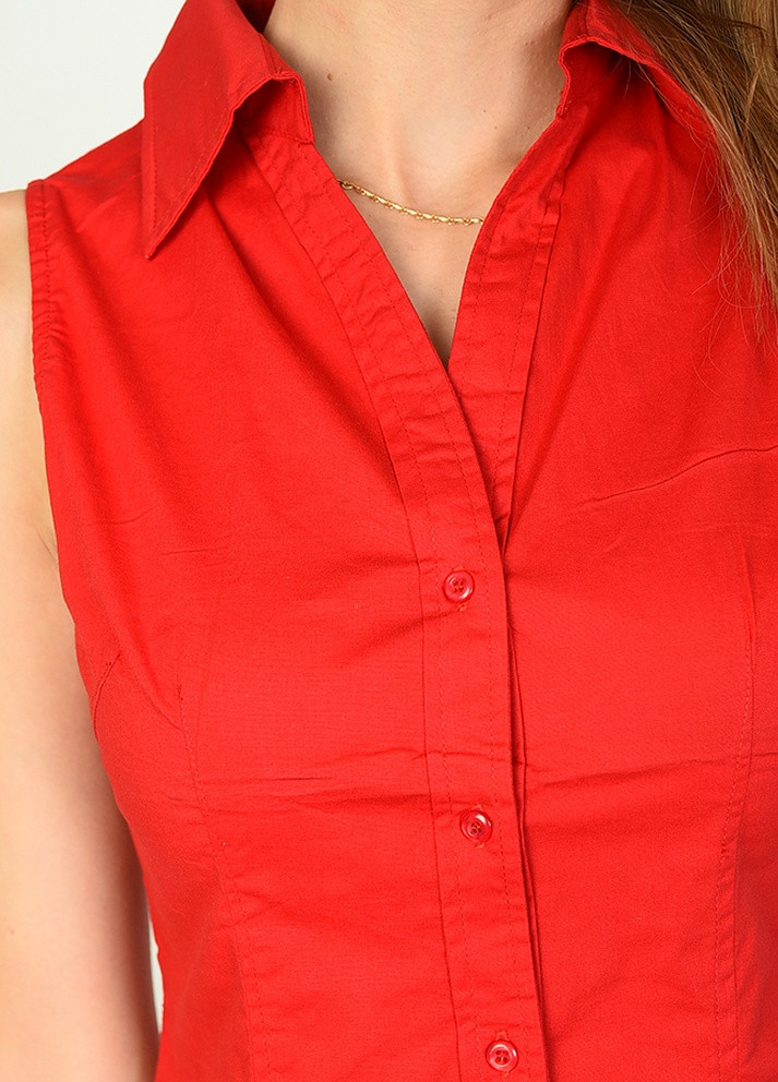 Красная кэжуал рубашка однотонная Let's Shop