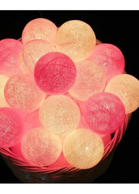 Гірлянда тайські кульки-ліхтарики CBL Bright Pink 35 шт. від USB, 4 м Cotton Ball Lights (257960516)