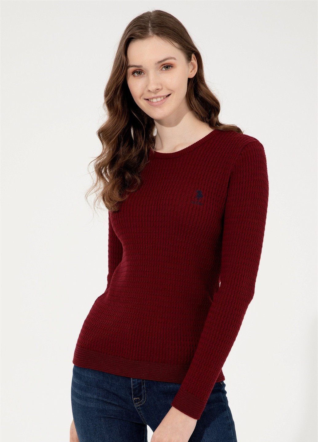 Бордовый свитер женский U.S. Polo Assn.