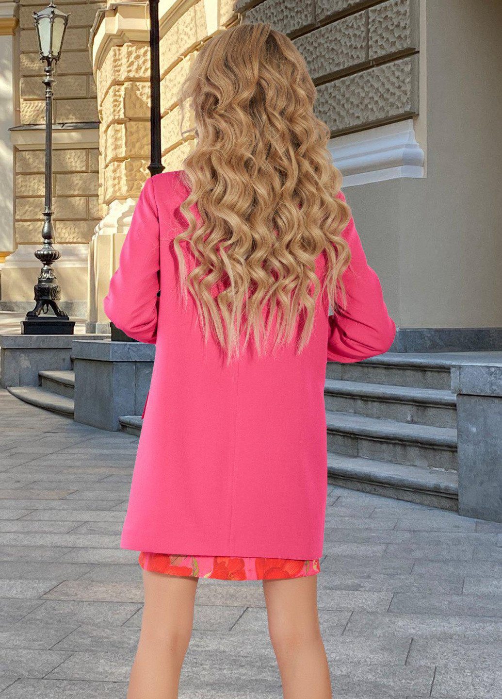 Розовый женский жакети подовжений піджак (ут000074395) Lemanta -