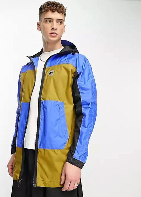 Синяя легкая куртка ветровка оригинал складивается в сумку Nike SPORTSWEAR SPU WOVEN JACKET BLUE/YELLOW