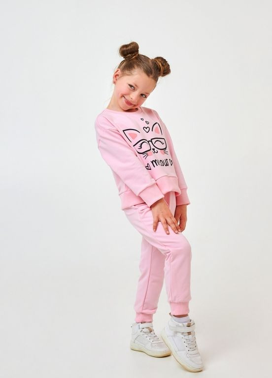 Розовый детский костюм (свитшот+брюки) | 95% хлопок | демисезон | 92, 98, 104, 110, 116 | удобный и комфортный розовый Smil