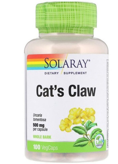 Cat's Claw 500 mg 100 Veg Caps SOR-01125 Solaray (256721995)