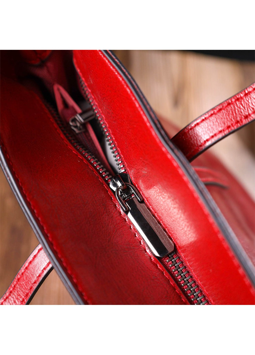 Містка сумка шоппер із натуральної шкіри 22076 Бордова Vintage (260359846)