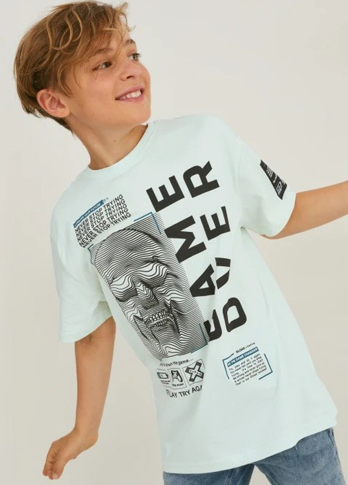 Мятная летняя подростковая футболка для мальчика 2168437 C&A